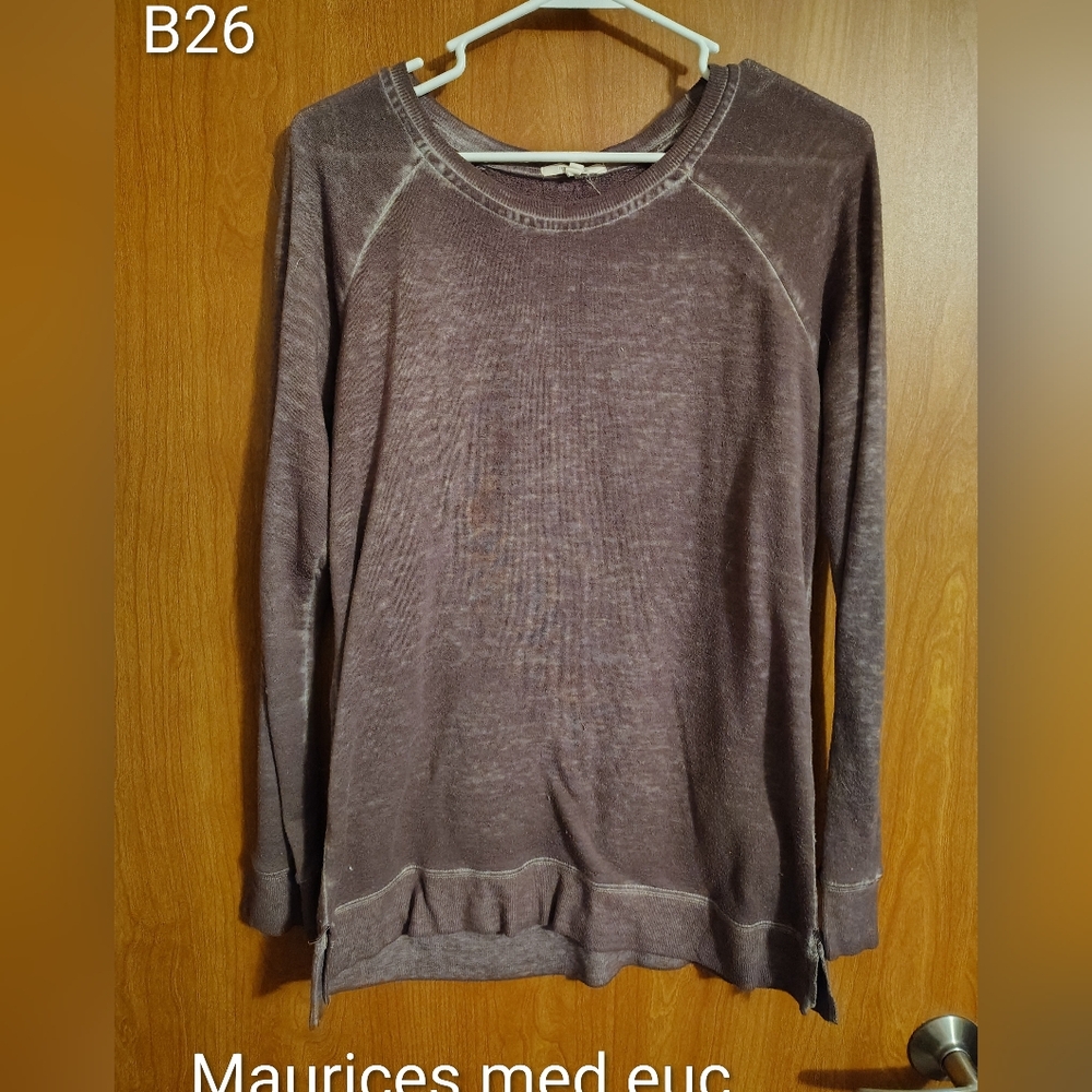 Maurices Mauve Long Sleeve Washed Pullover Sweatshirt